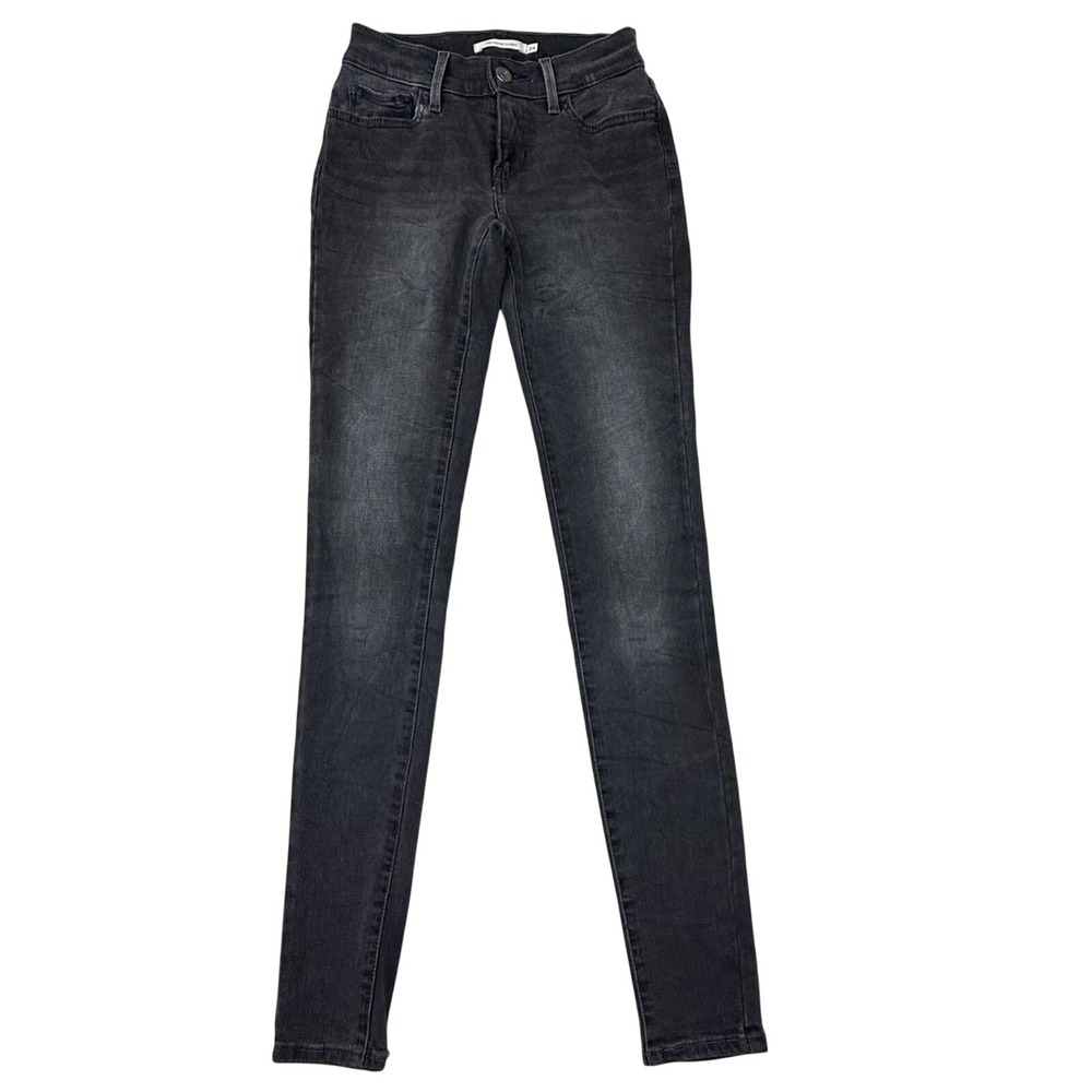 Levis 710 Super Skinny Jeans Womens 24 Faded Black Stretch Denim Pants